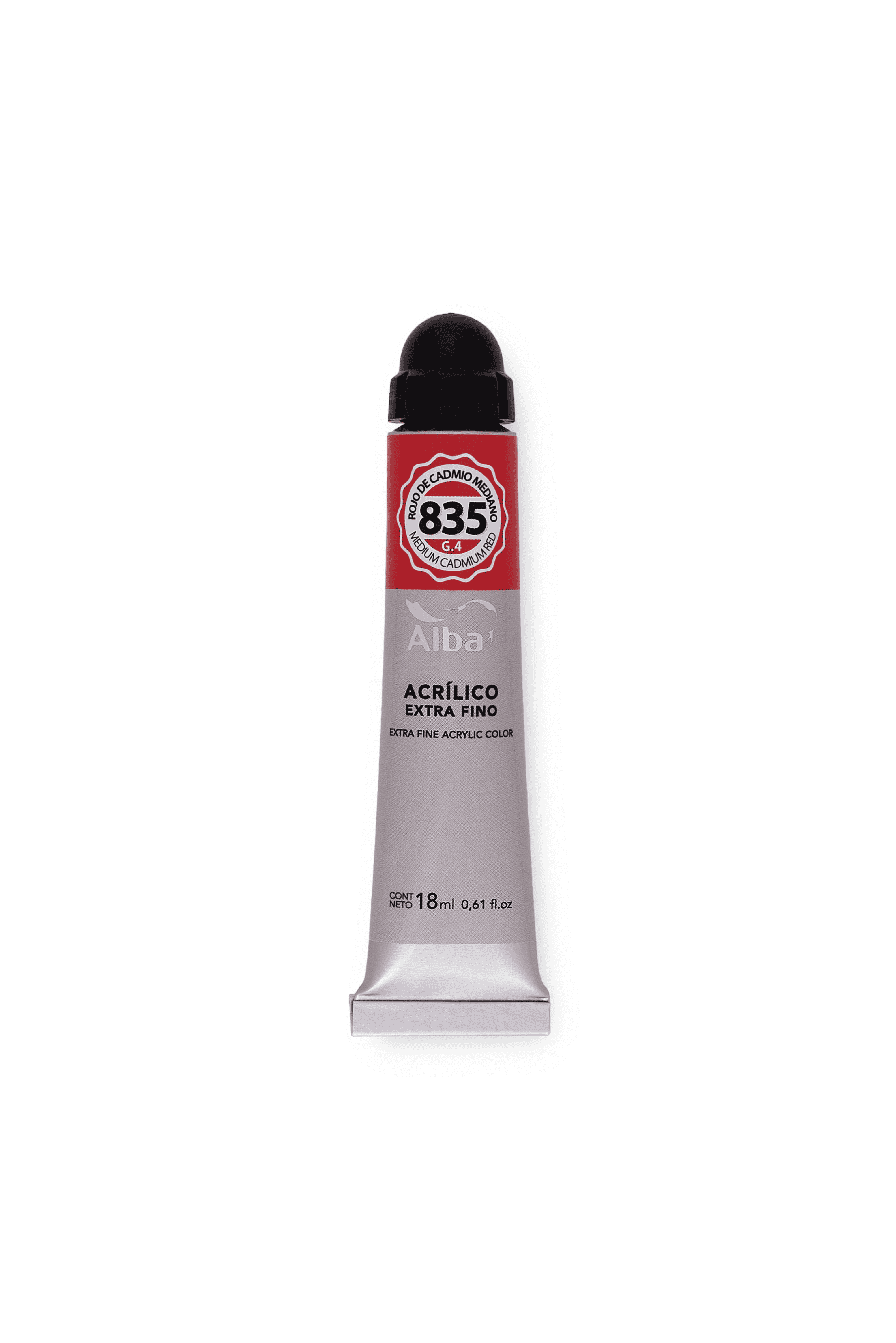 Acrilico profesional alba g4 835 rojo de cadmio mediano 18ml - 18ML - Alba Artística