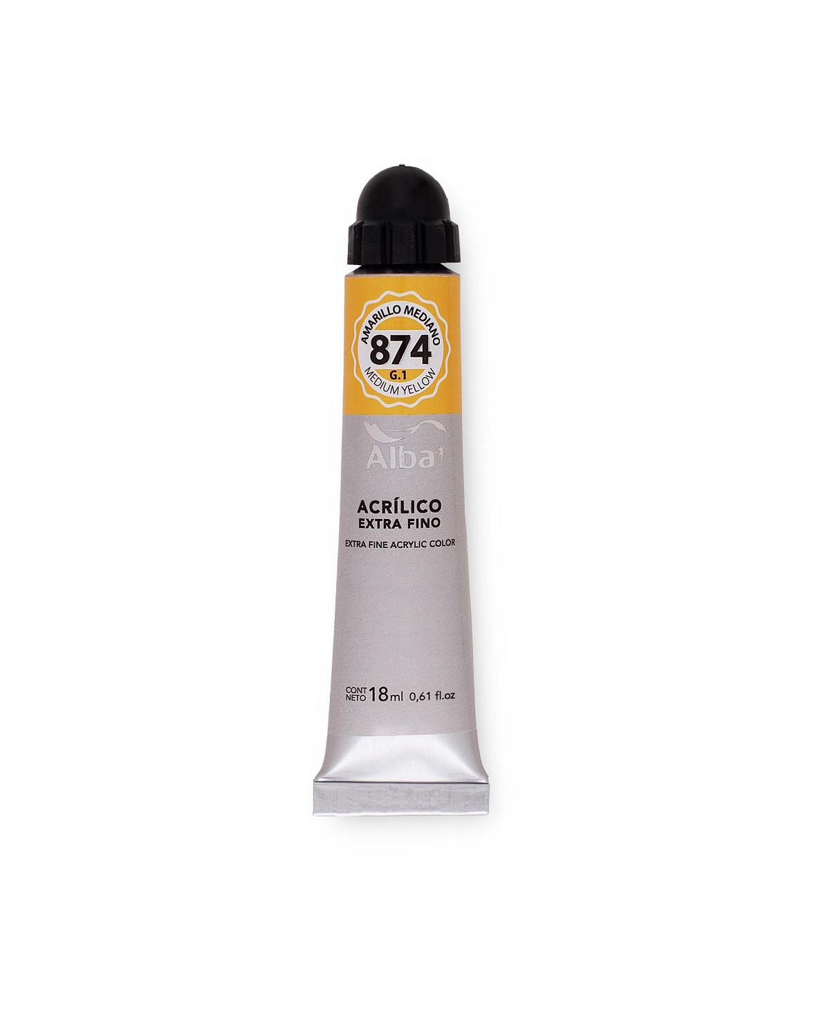 Acrilico profesional alba g1 874 amarillo mediano 18ml - 18ML - Alba Artística