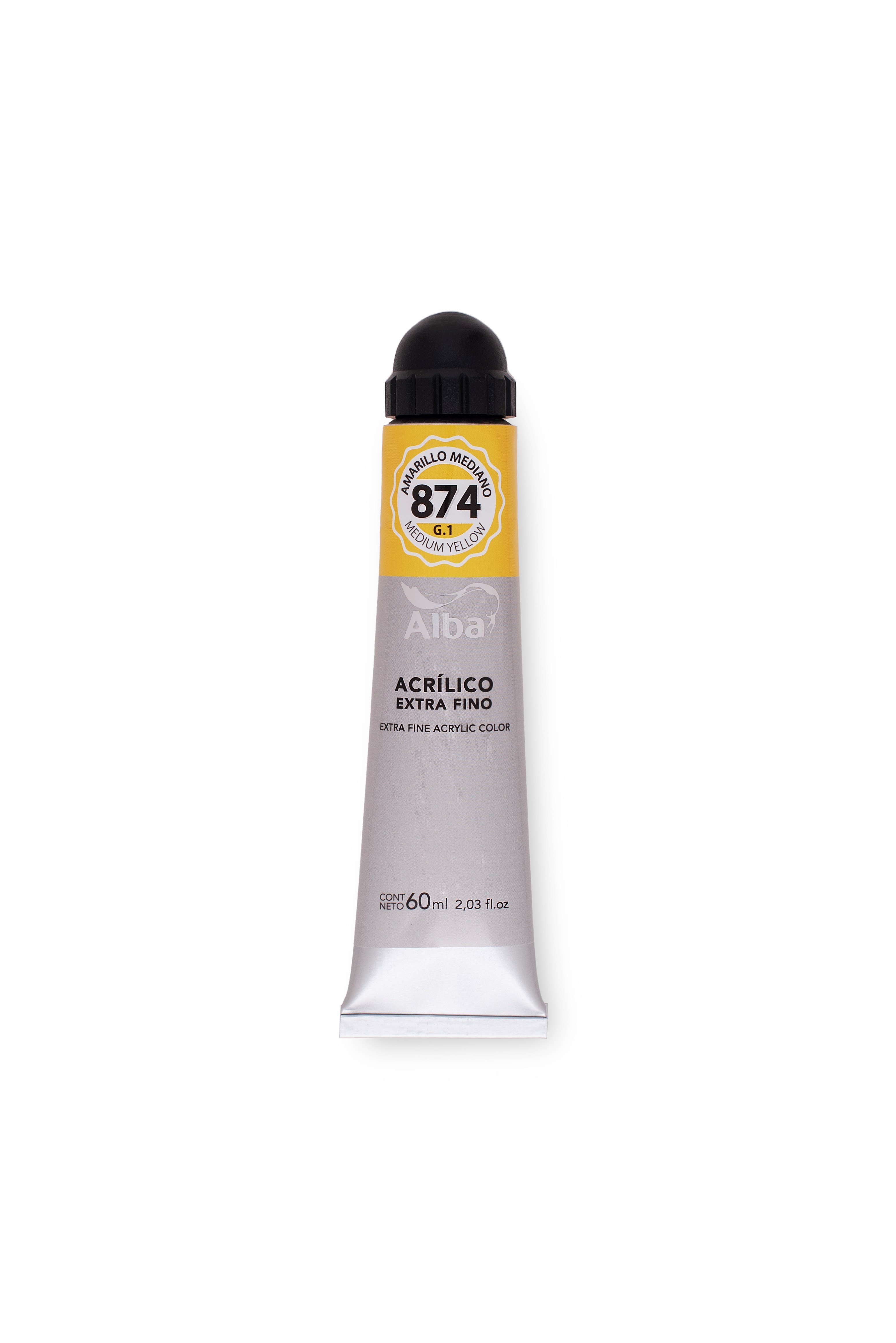 Acrilico profesional alba g1 874 amarillo mediano 60ml - 60ML - Alba Artística