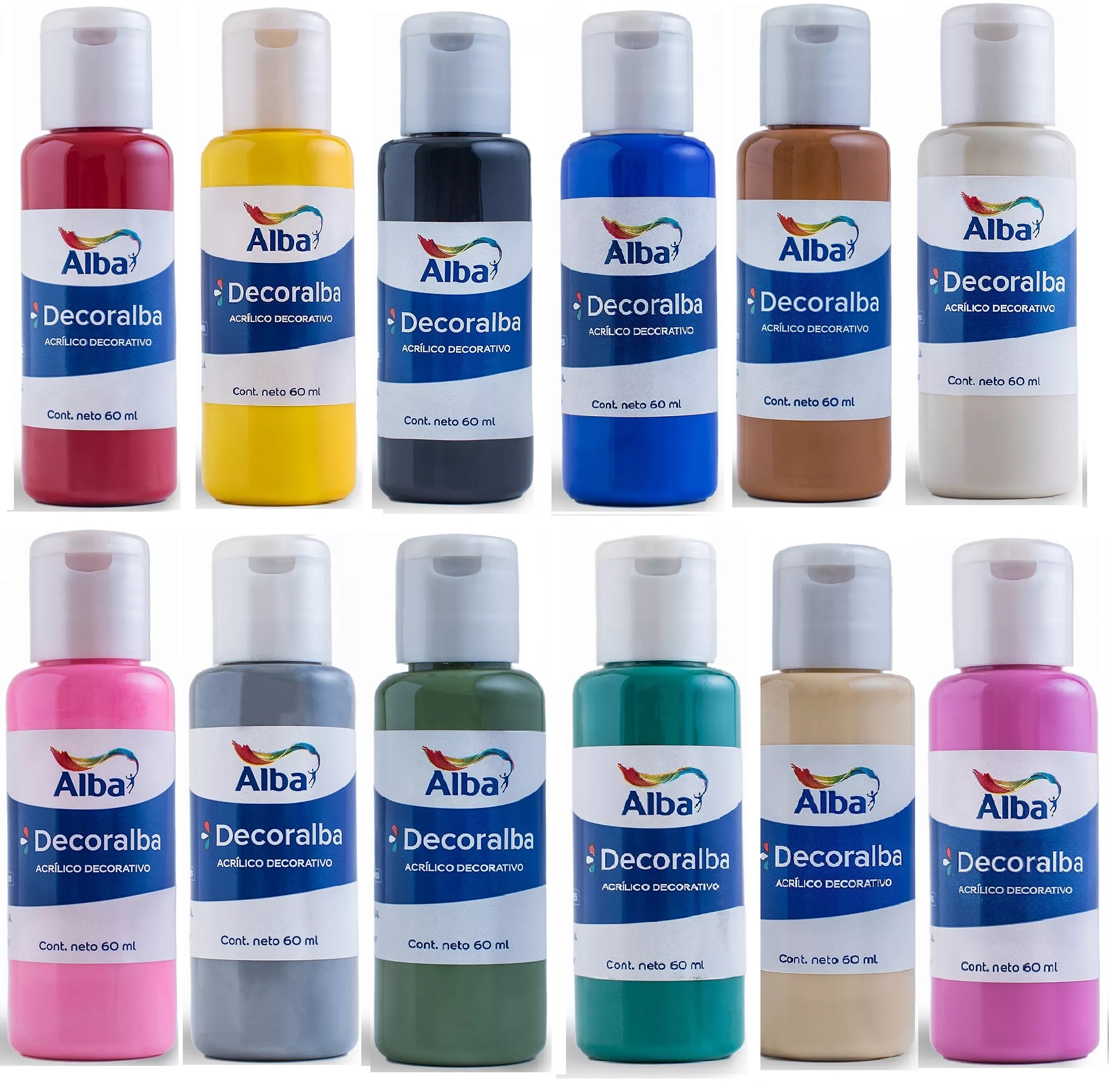 Set acrilico decorativo alba 60ml x 12 unidades - SET X CANTIDAD 60ML - Alba Artística