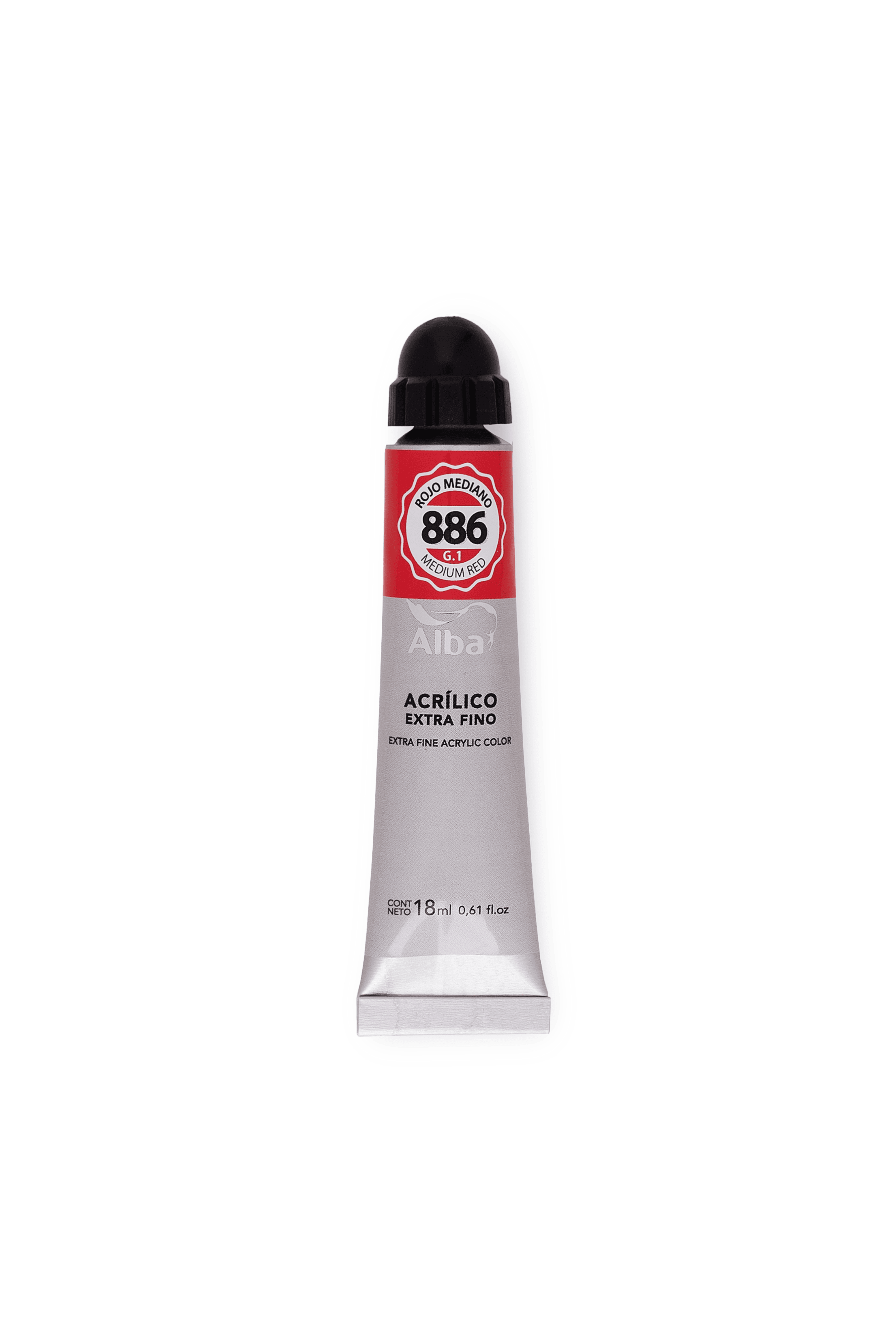 Acrilico profesional alba g1 886 rojo mediano 18ml - 18ML - Alba Artística