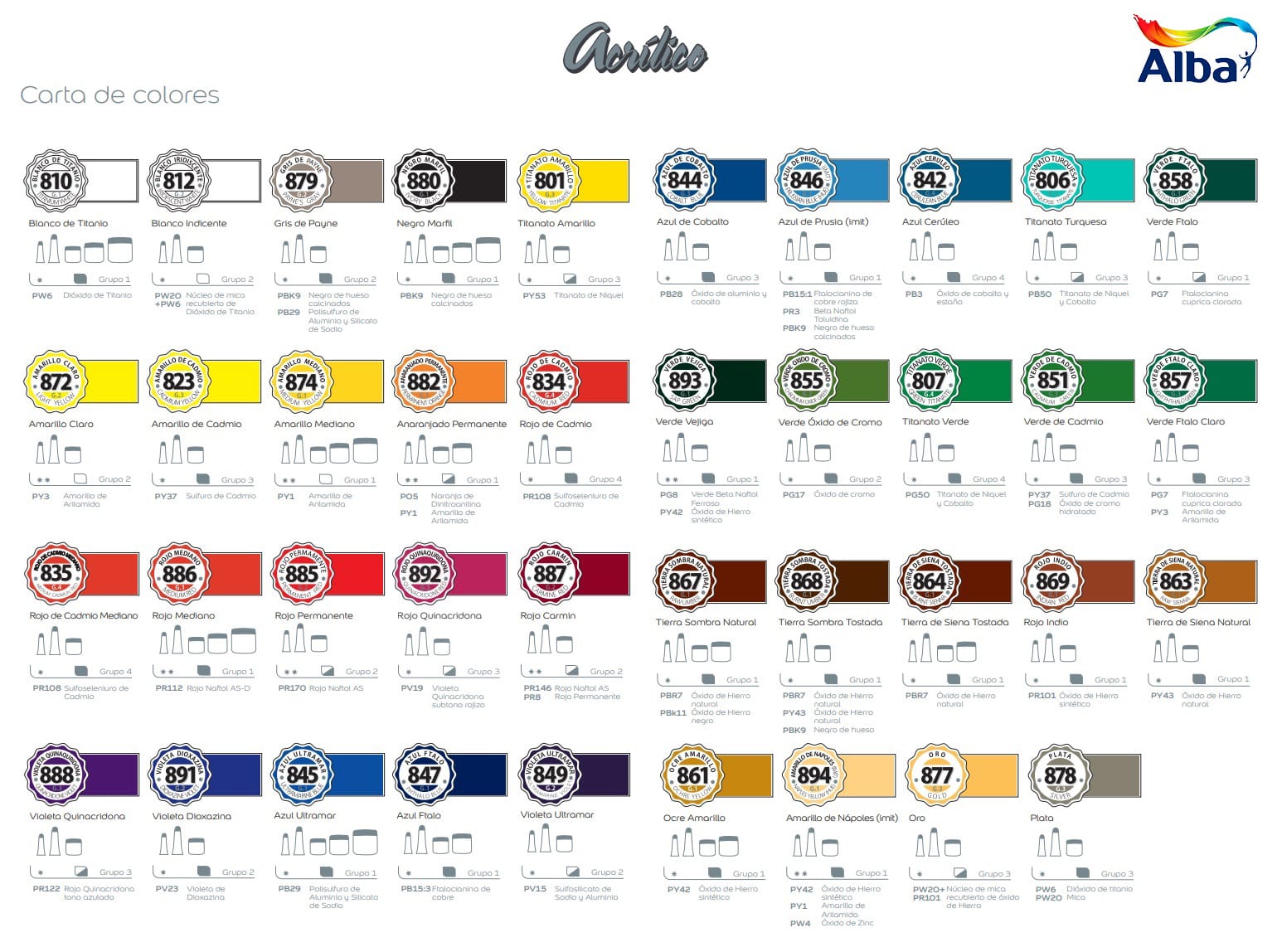 ACRILICO PROFESIONAL ALBA G1 880 NEGRO MARFIL 60ML - Vista 2