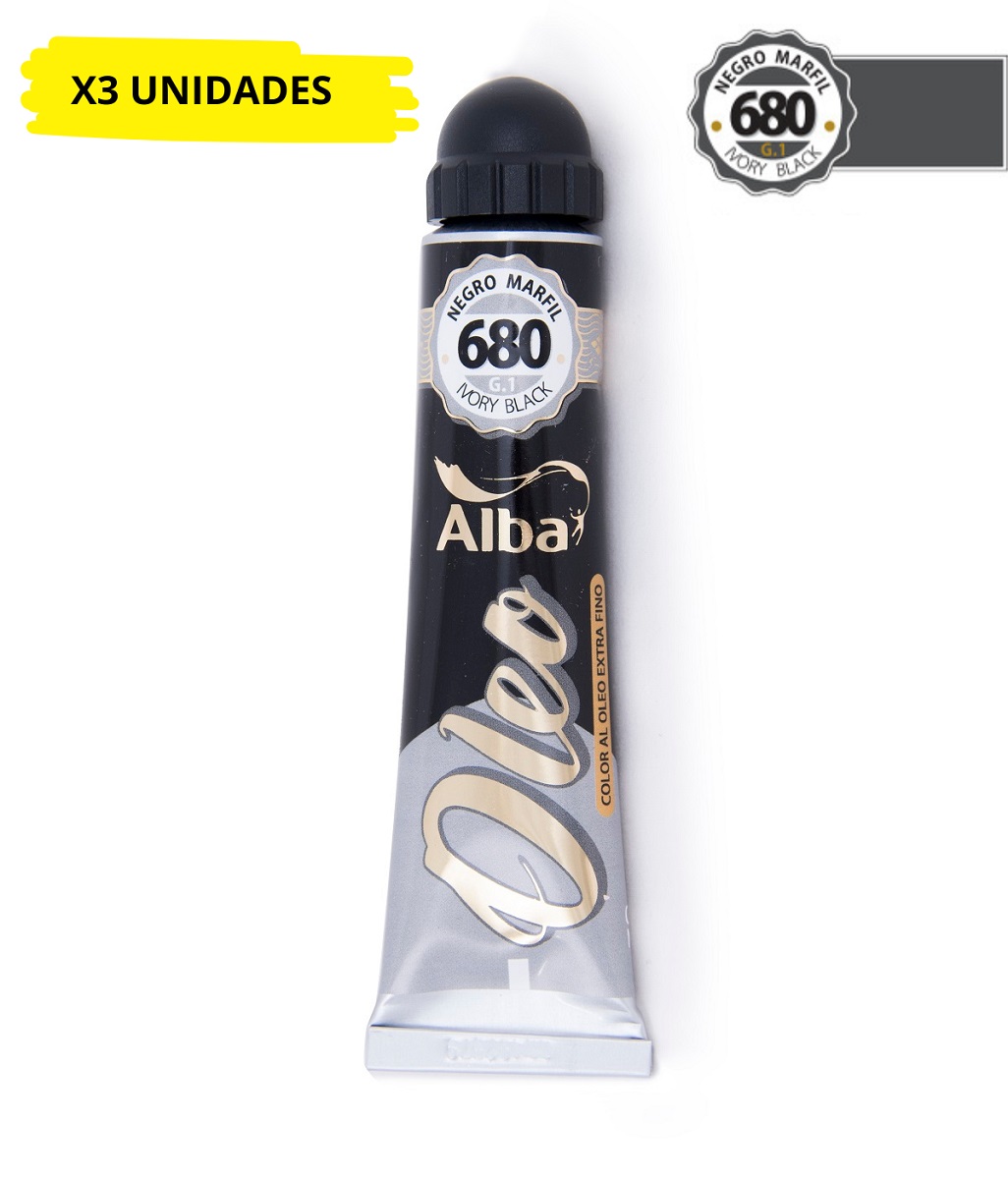 Pack x 3 oleo profesional alba 60 ml g1 680 negro marfil - SET X CANTIDAD 60ML - Alba Artística