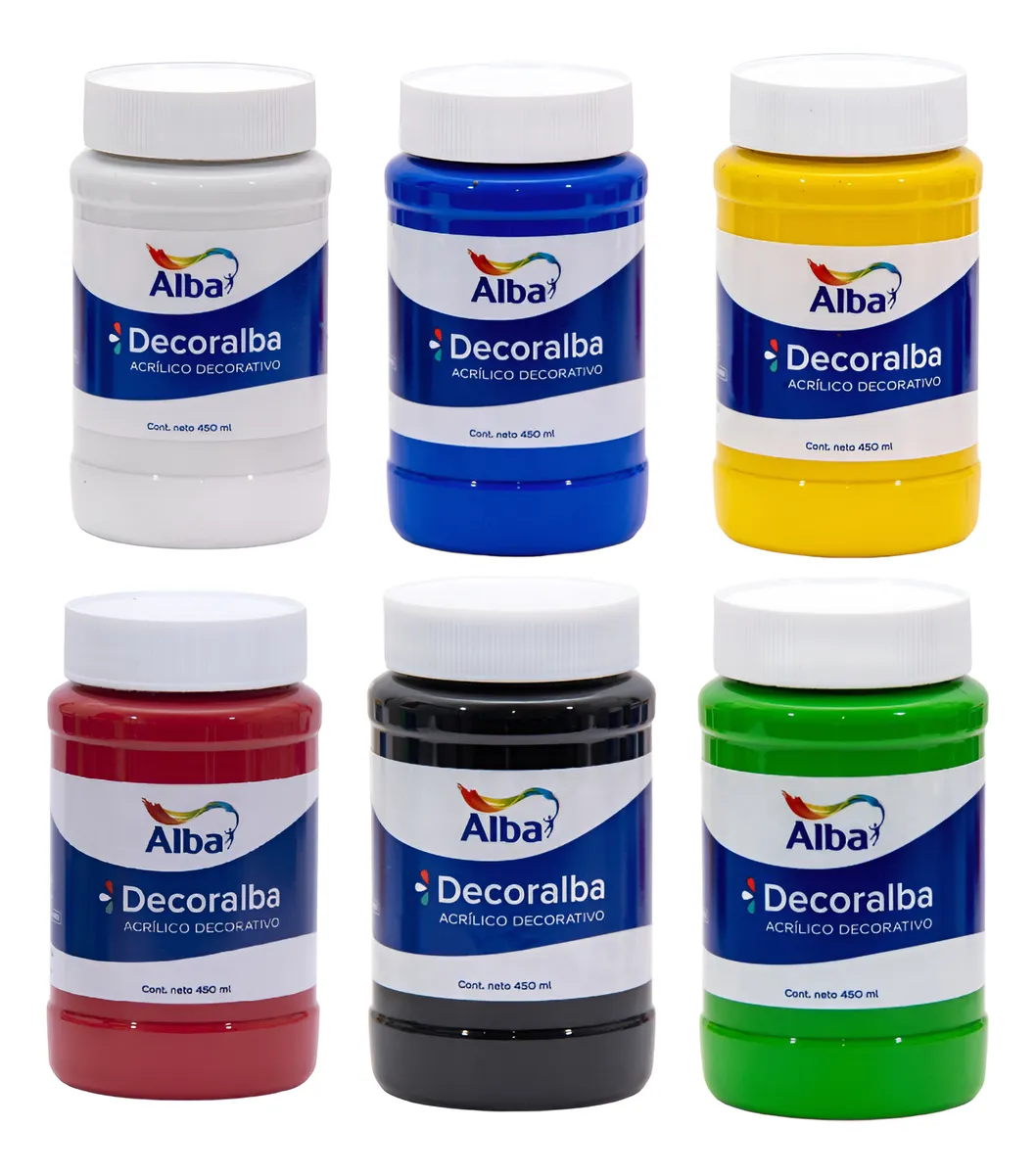 Acrilico decorativo alba 450 cc x 6 colores a elección - SET X CANTIDAD - Alba Artística