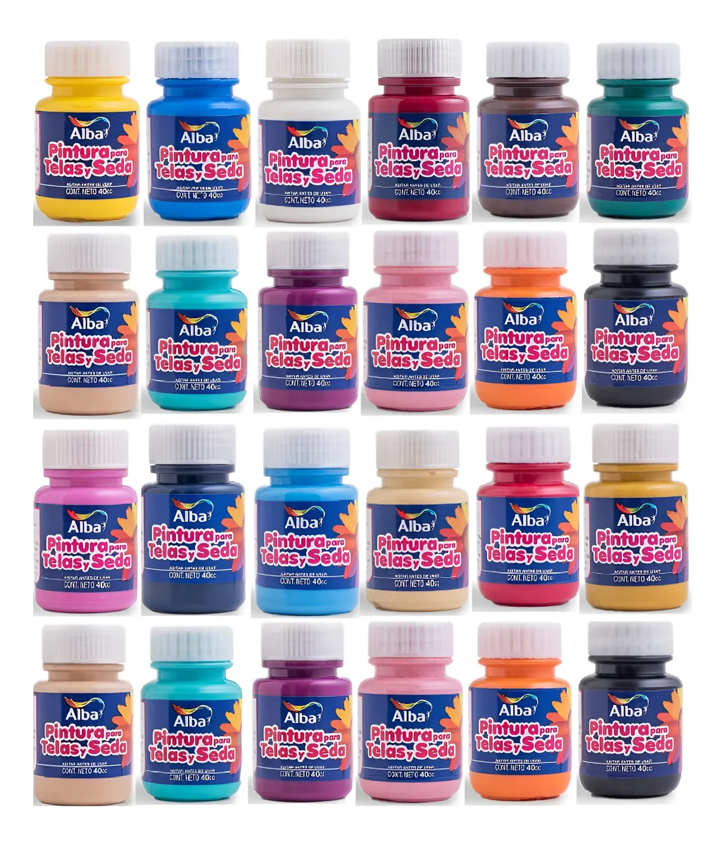 Pintura para tela y seda alba x 24 colores a eleccion - Set x Cantidad - Alba Artística